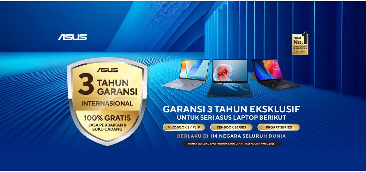Asus garasi 3 tahun exclusive untuk tipe laptop asus tertentu